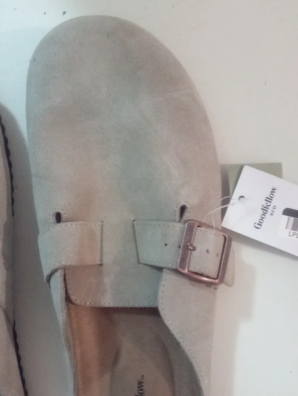 Goodfellow & Co Taupe Suede Slip-On Buckle Clogs NWT $45